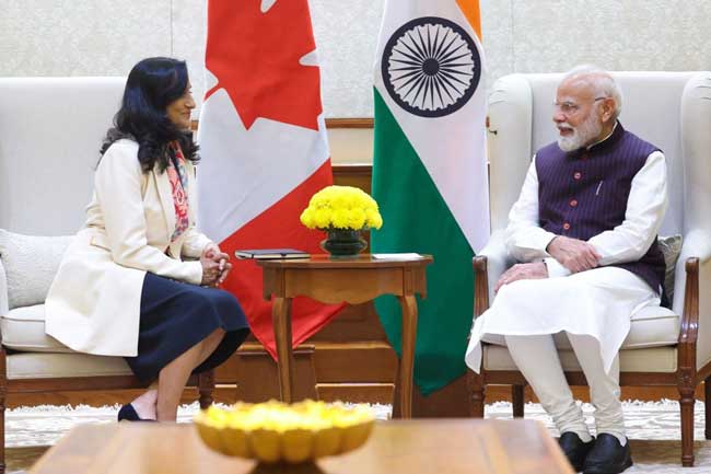අනීටා ආනන්ද් අගමැති මෝදි හමුවෙයි; කැනඩාව සහ ඉන්දියාව සඳහා වන වෙළඳ මාර්ග සිතියමට එකඟ වේ