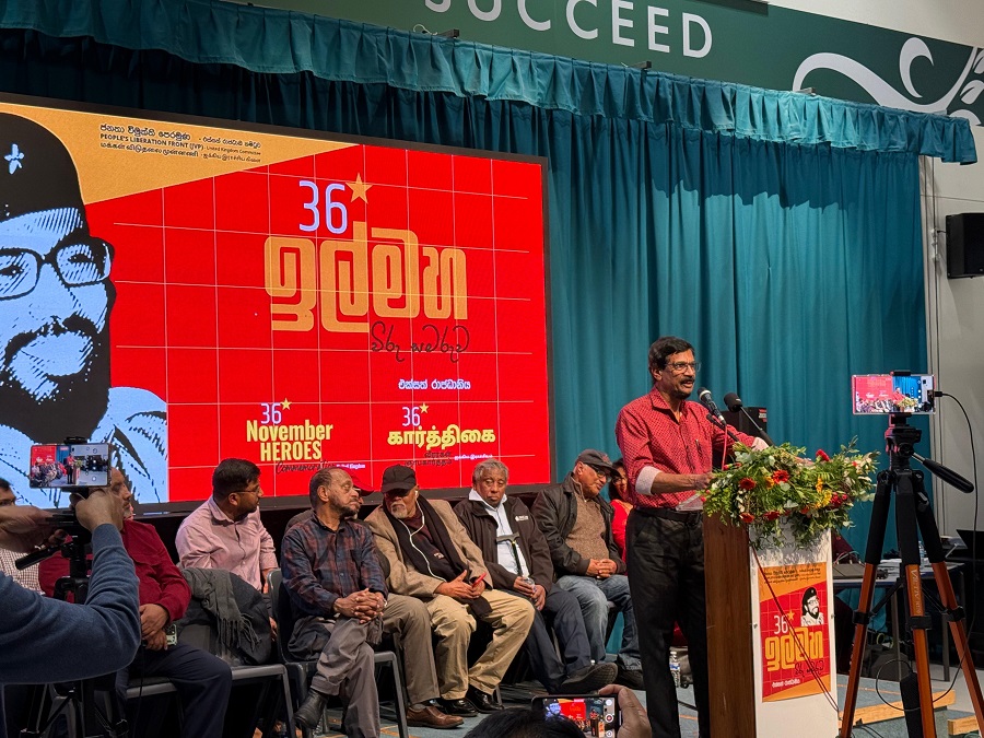 ටිල්වින්ට ලන්ඩනයේදී එල්.ටී.ටී.ඊ(LTTE) හිතවාදීන් පිරිසකගෙන් විරෝධයක් – බ්‍රැම්ප්ටන් නගරයේ ඊළාම් කොඩිය ඹසවයි.